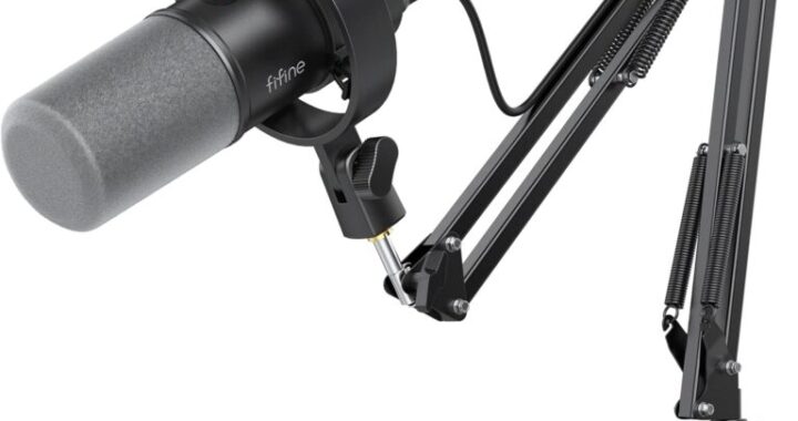 FIFINE K688 USB XLR Studio Microphone for PC Computer Recording, Podcast Dynamic Microphone for Live Streaming with Headphone Jack, Mute, Gain Control